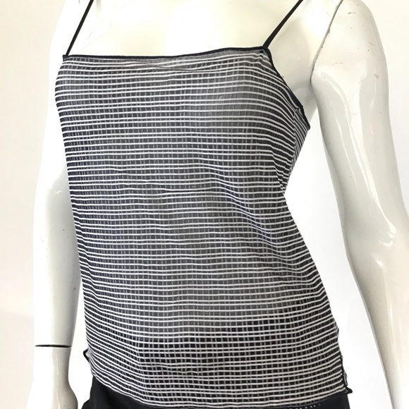 ARMANI COLLEZIONI spaghetti strap sheer stripe top - Picture 2 of 7